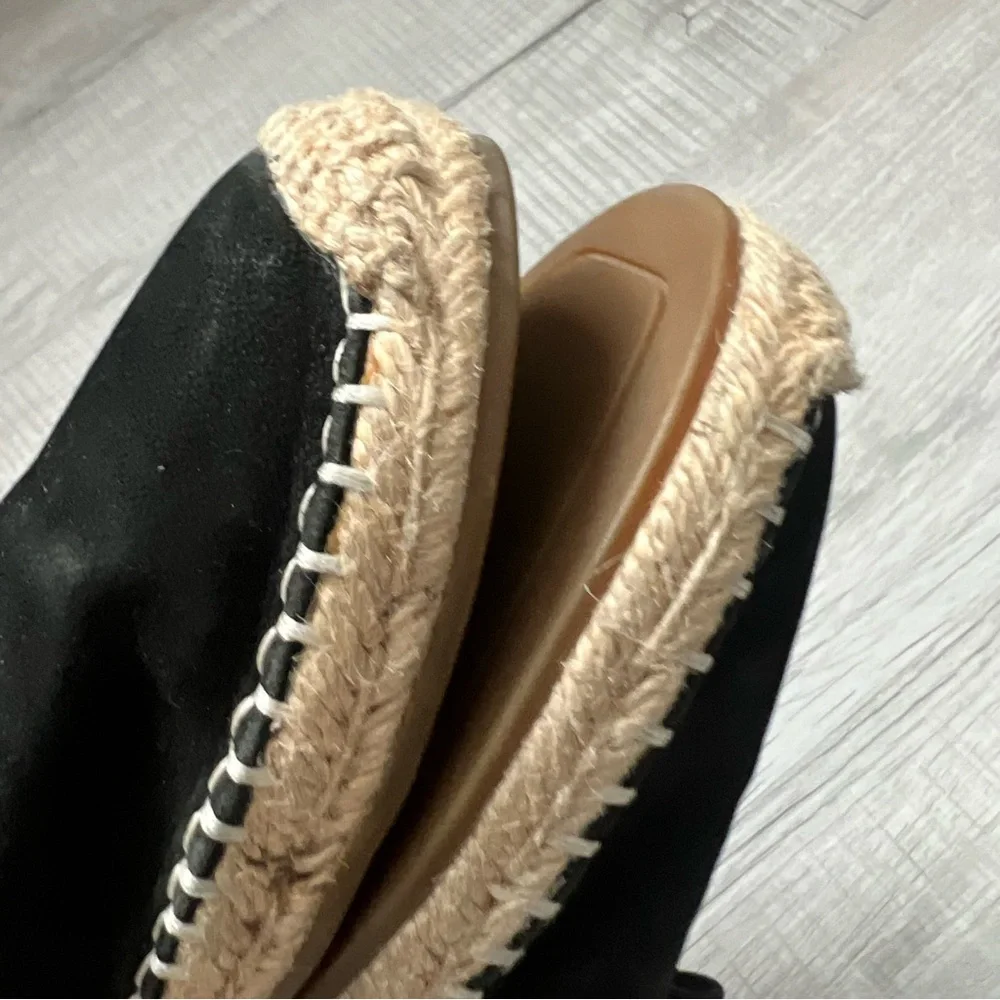 EILEEN FISHER Lace Leather Espadrille Black and Tan Size 7